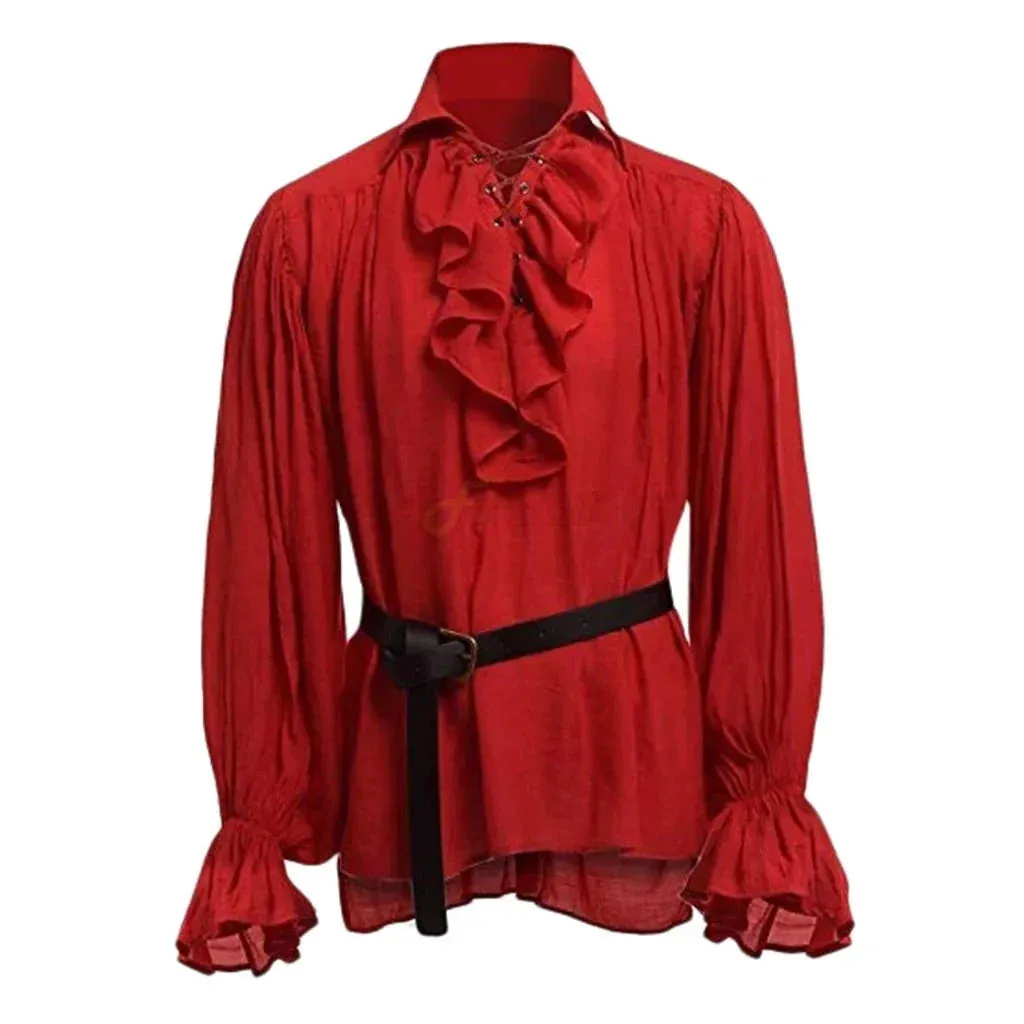 Medieval Adults Halloween Costumes Autumn Casual Shirts Steampunk Cosplay Bandage Long Sleeve Ruffled Shirt Gothic Blouse Tops