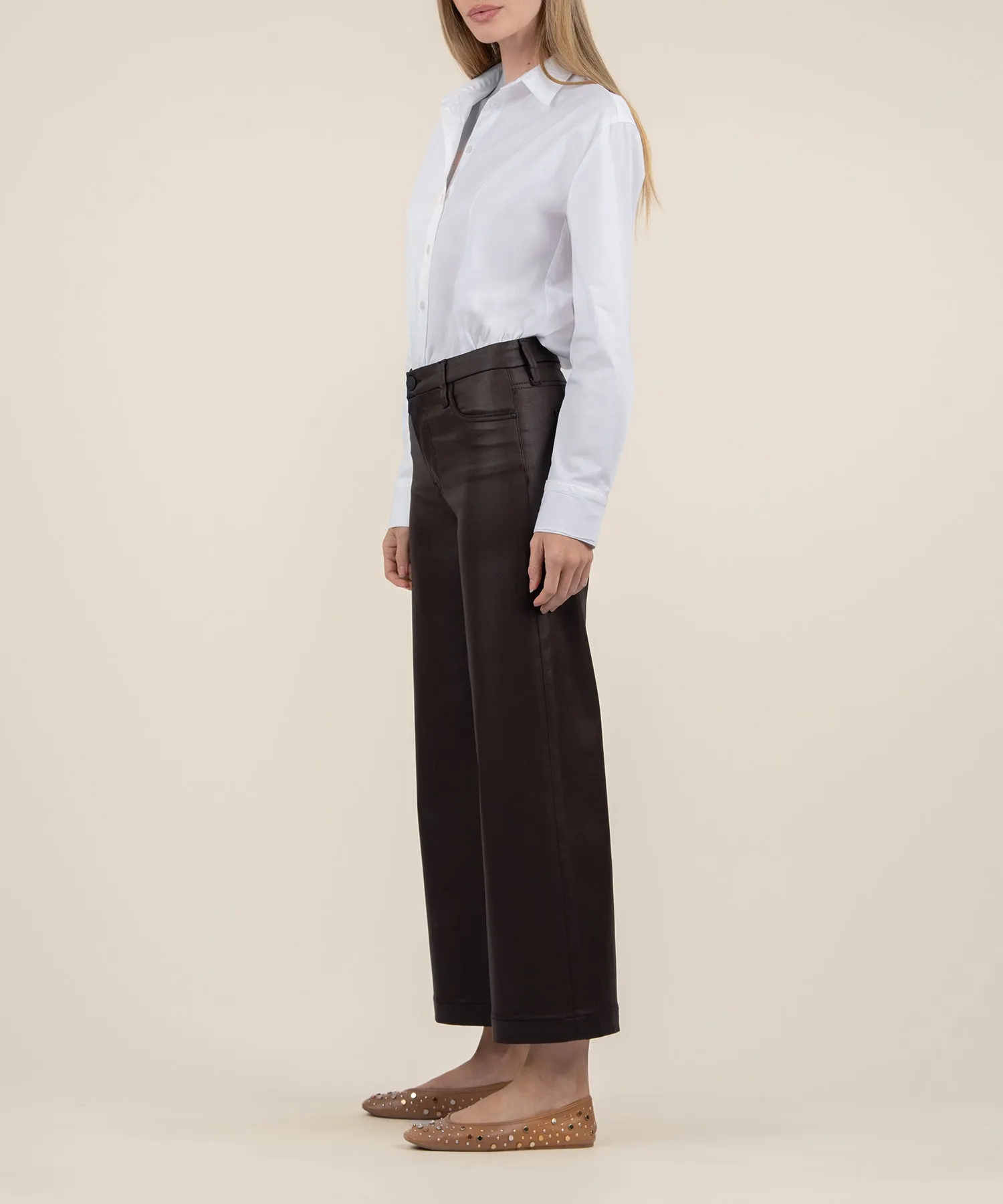 Meg Coated High Rise Wide Leg - FINAL SALE