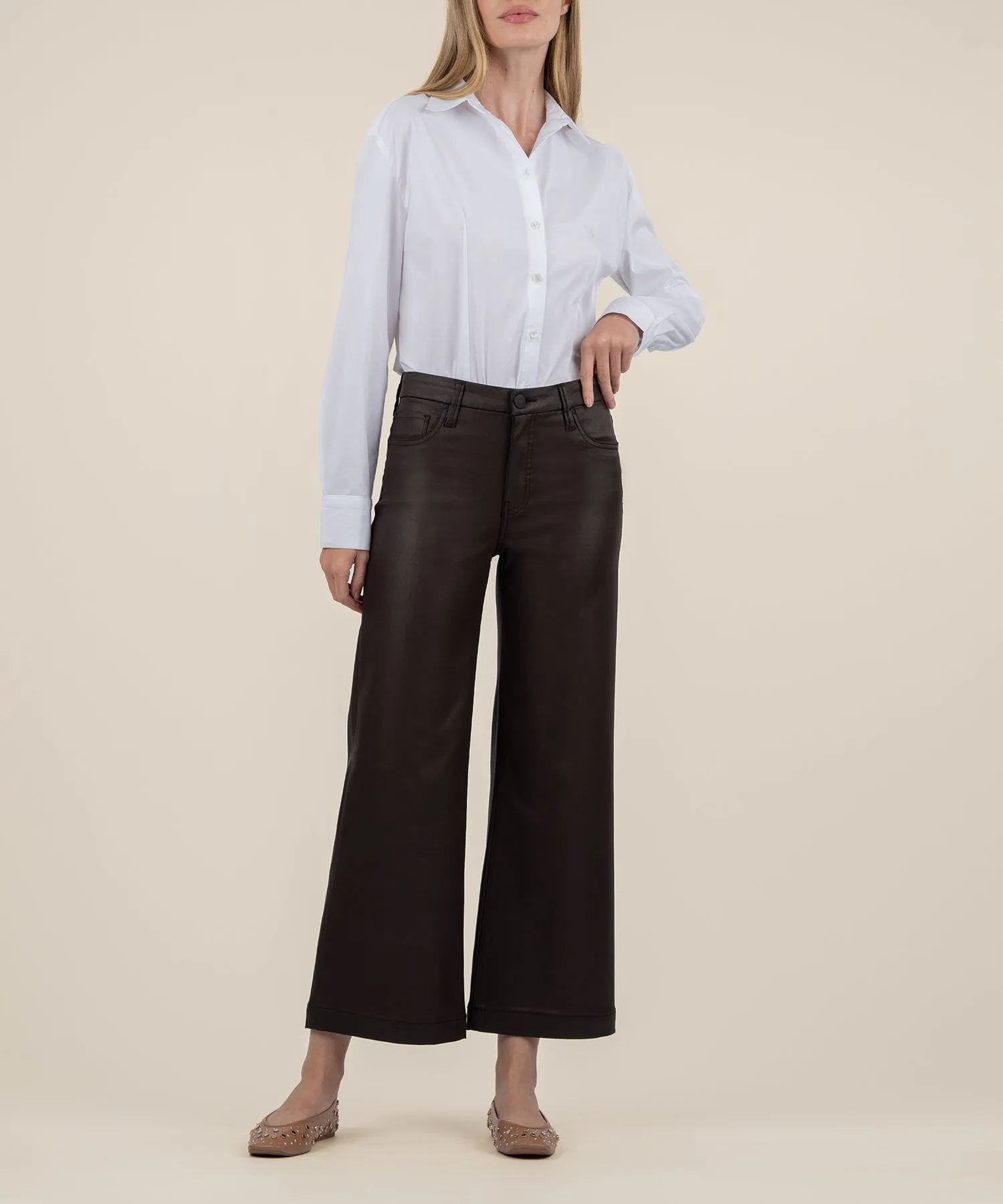Meg Coated High Rise Wide Leg - FINAL SALE