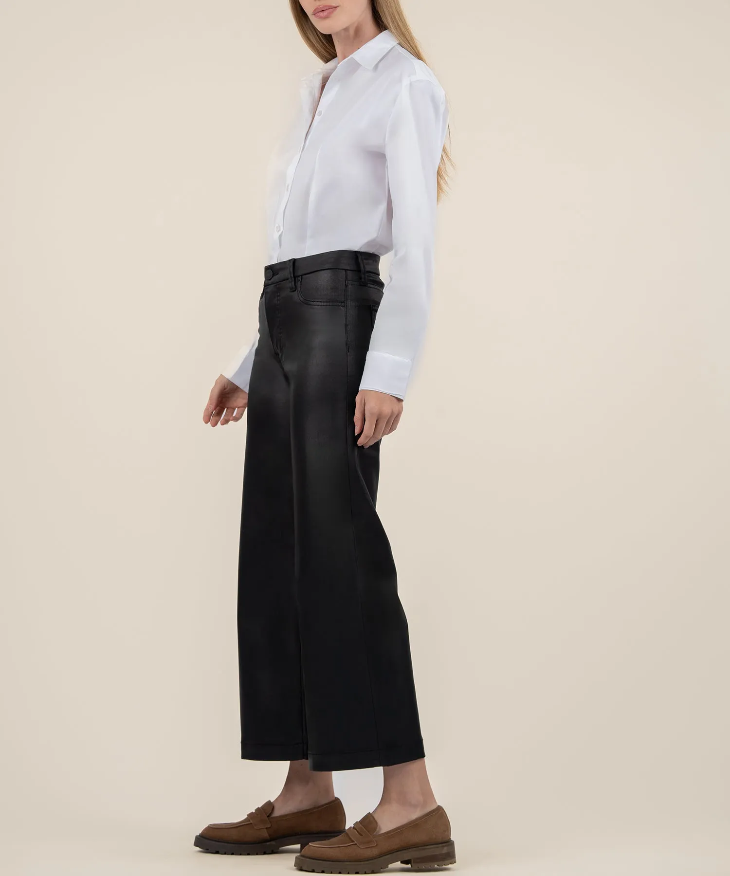 Meg Coated High Rise Wide Leg, Petite - FINAL SALE