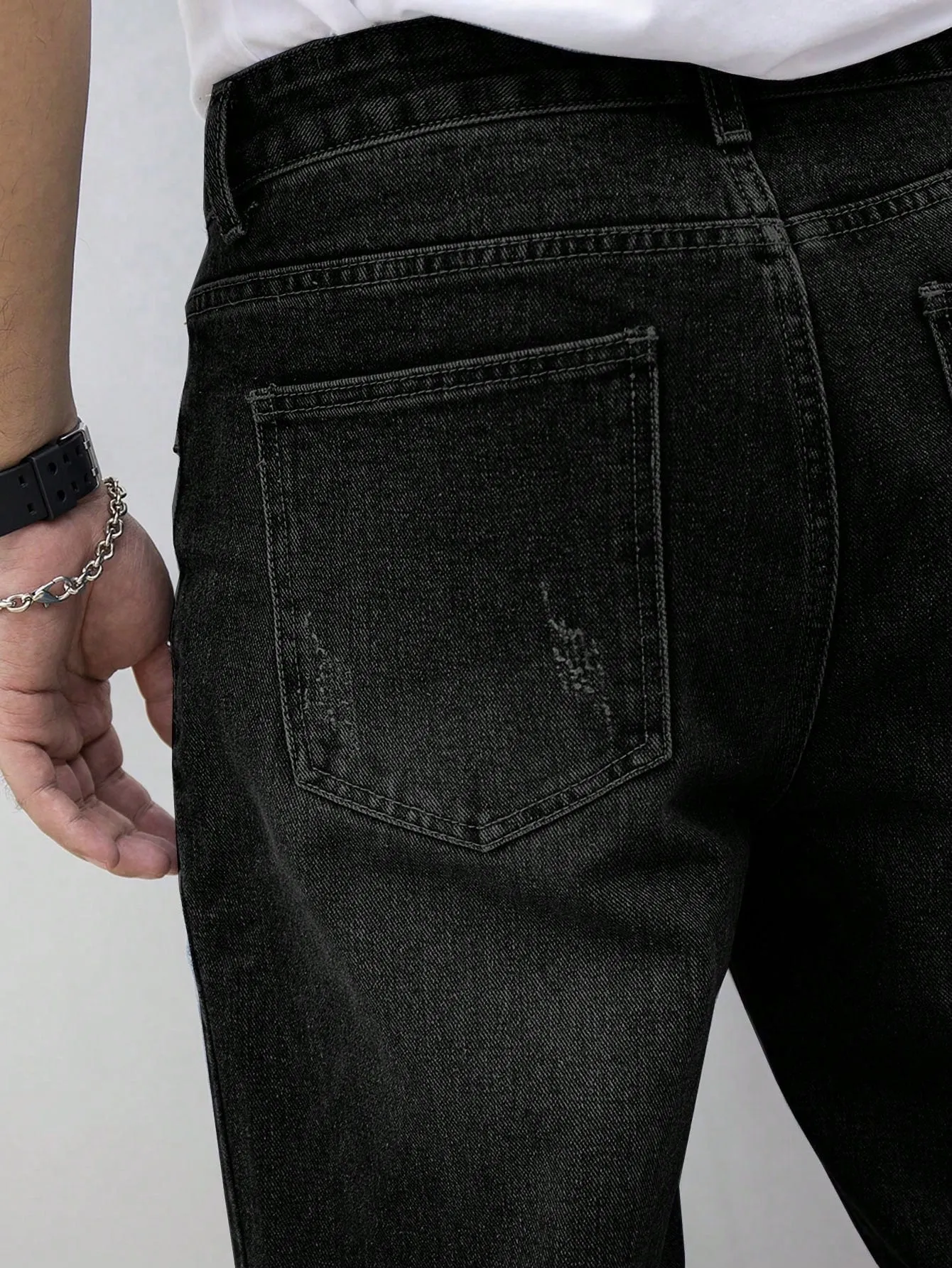 Men Stone Wash Ripped Jeans