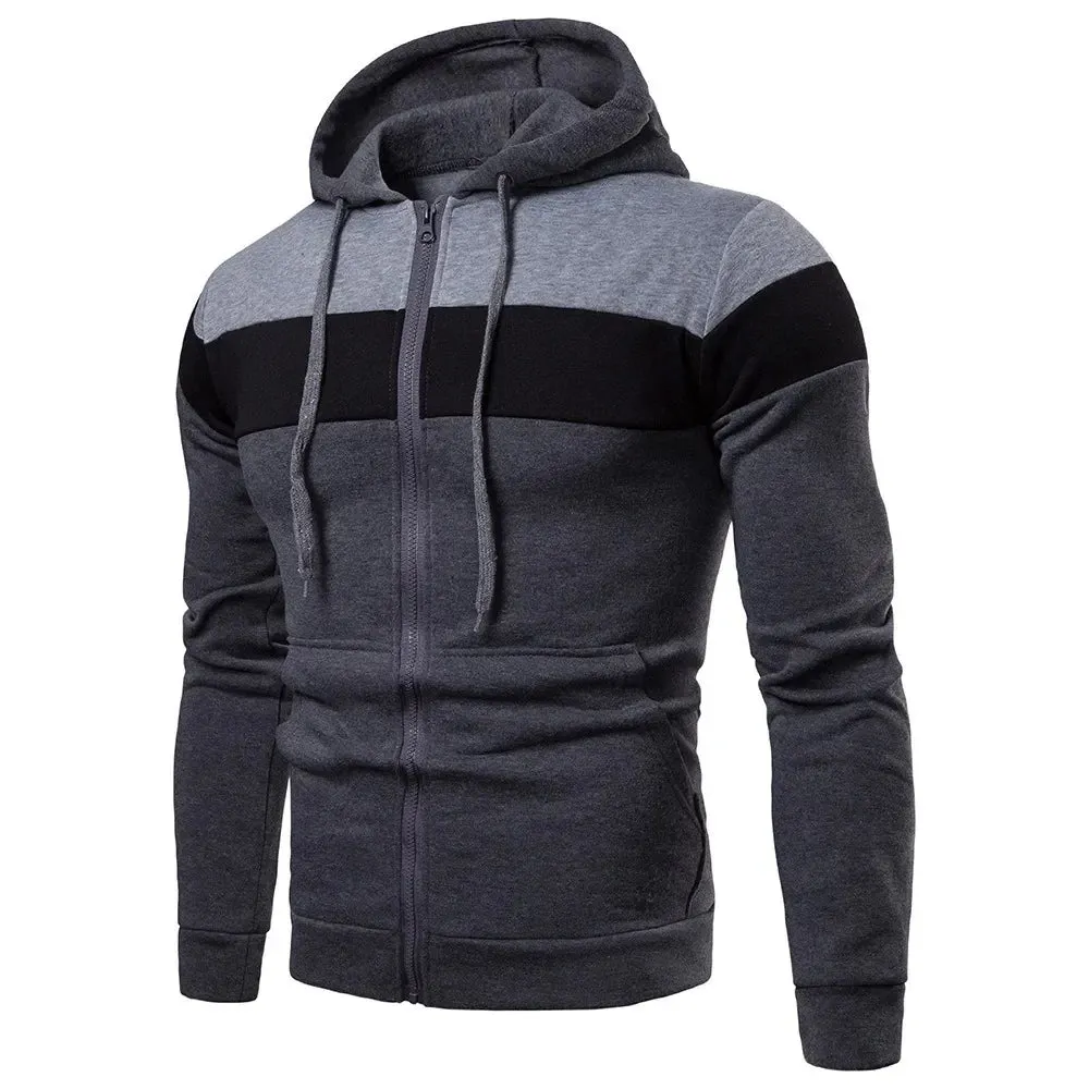 Men's Colorblock Patchwork Cardigan Hoodie