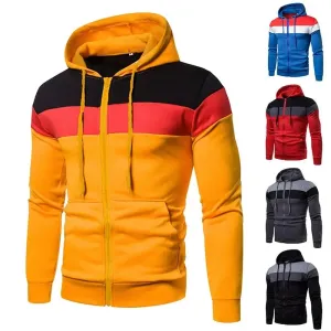 Men's Colorblock Patchwork Cardigan Hoodie