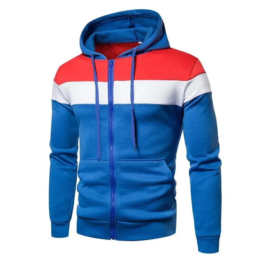 Men's Colorblock Patchwork Cardigan Hoodie
