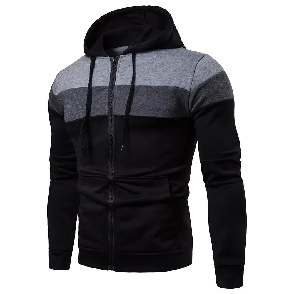Men's Colorblock Patchwork Cardigan Hoodie