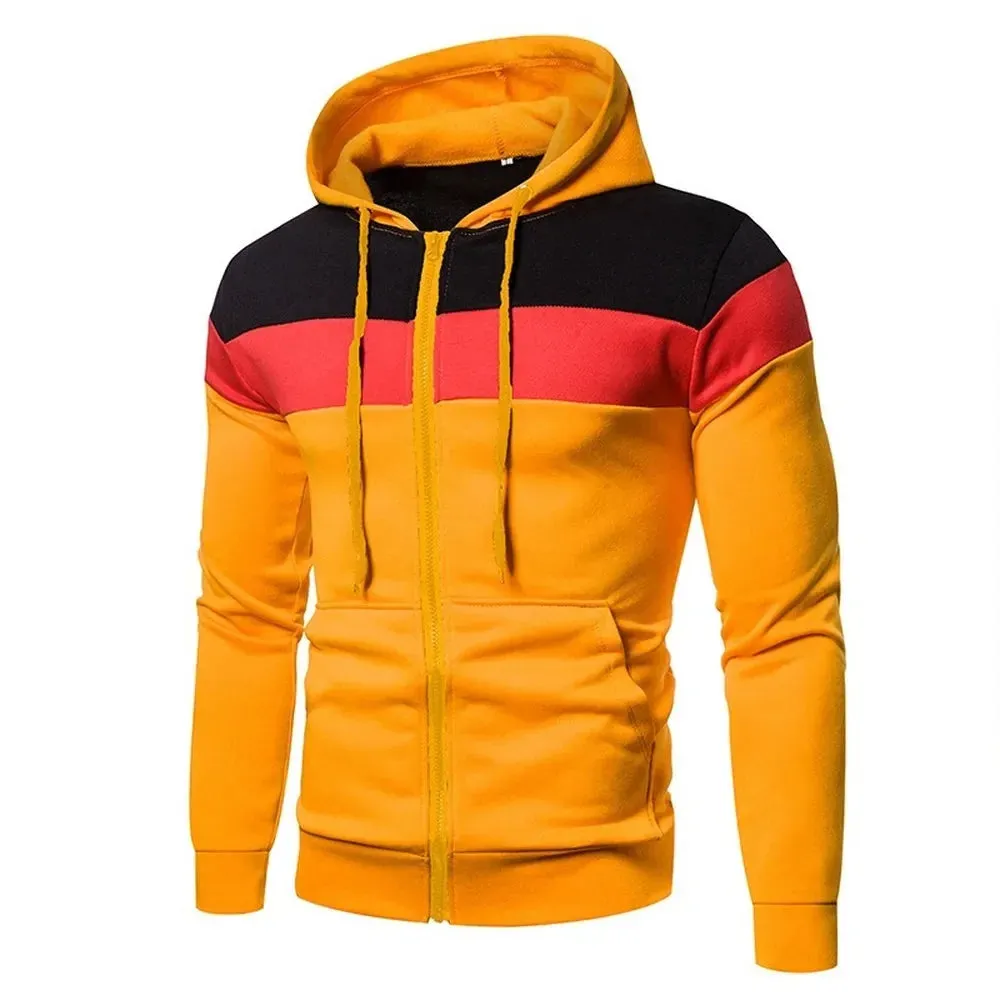 Men's Colorblock Patchwork Cardigan Hoodie