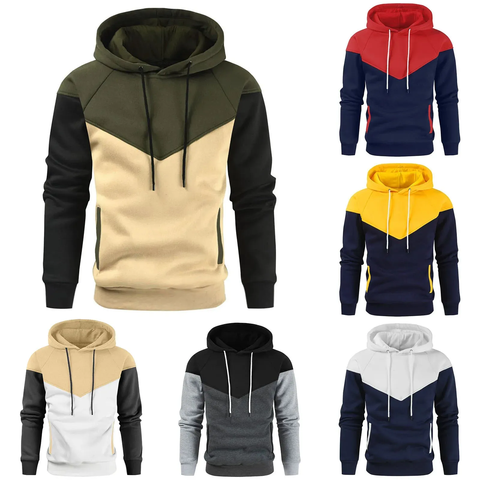 Men's Patchwork Hoodie Sweatshirt