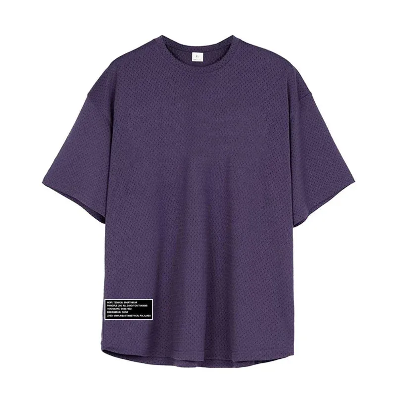 Mesh Oversized Half Sleeve Men's Fitness T-Shirt - Streetwear Hip Hop Loose Sportswear, Gym Clothing Bodybuilding Tee