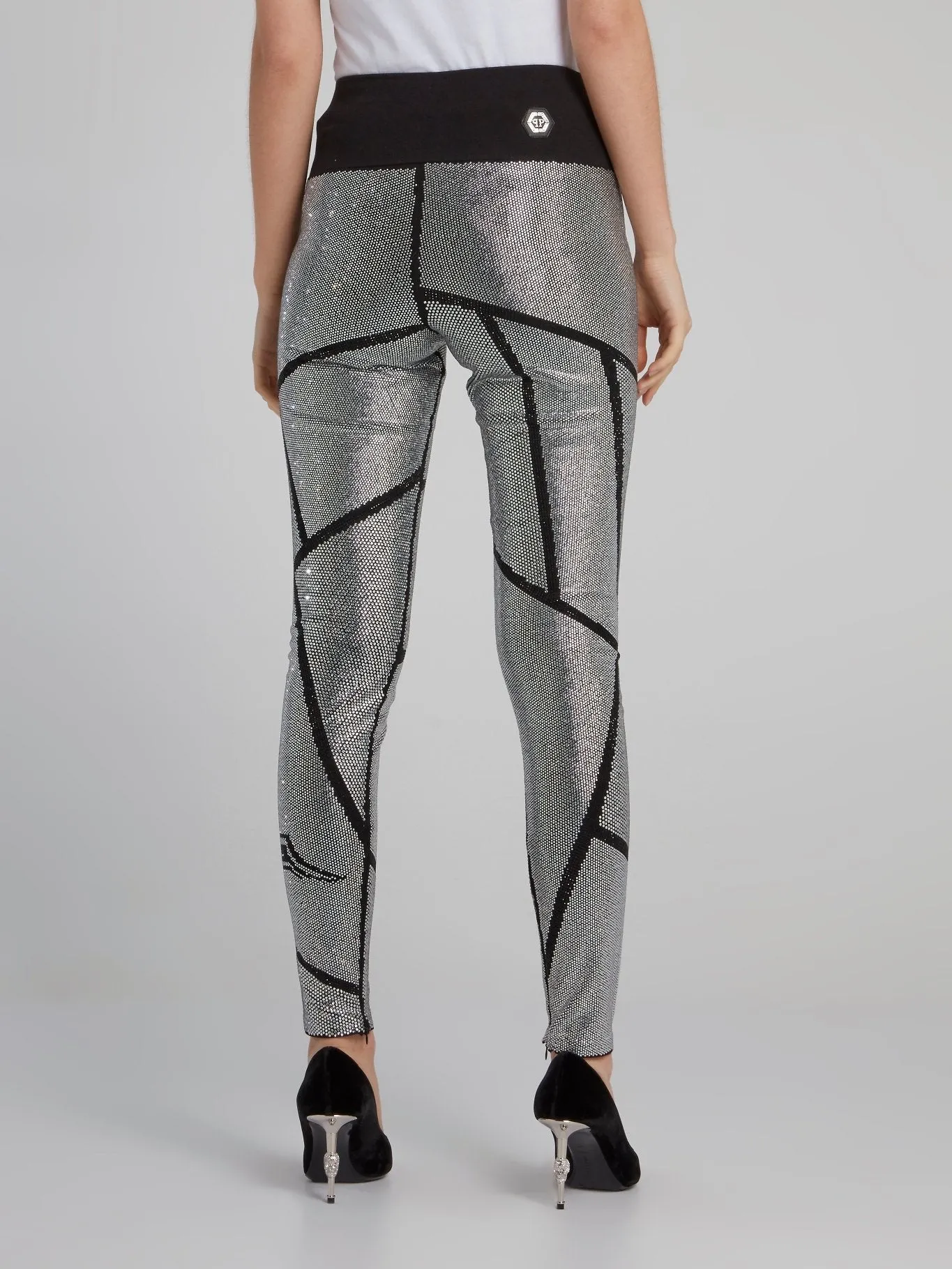 Metallic High Waist Studded Leggings