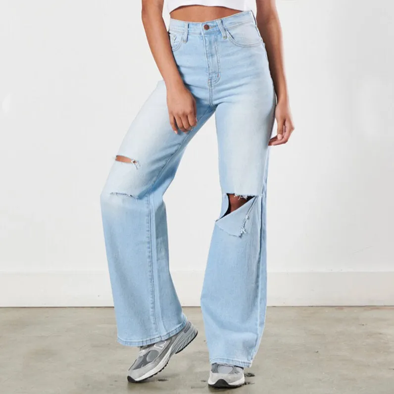 Mia Light Wash Wide Fit Jeans