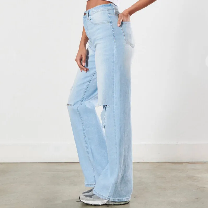 Mia Light Wash Wide Fit Jeans