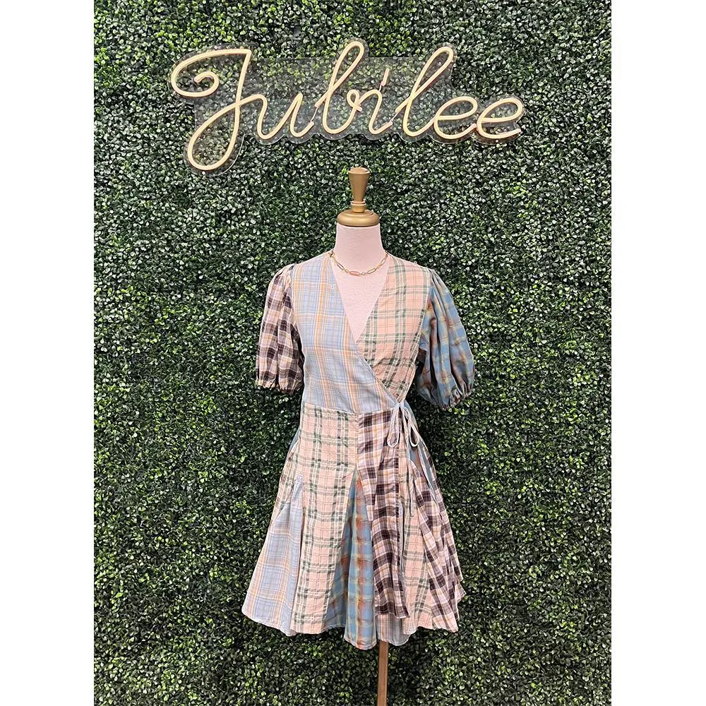 Mila Mint Mixed Check Print Dress