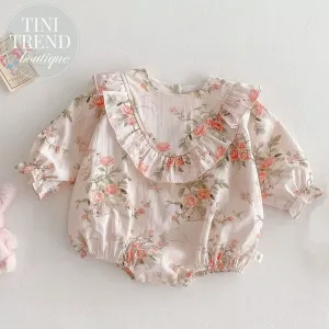 MINNIE | Floral Baby Romper with Ruffles