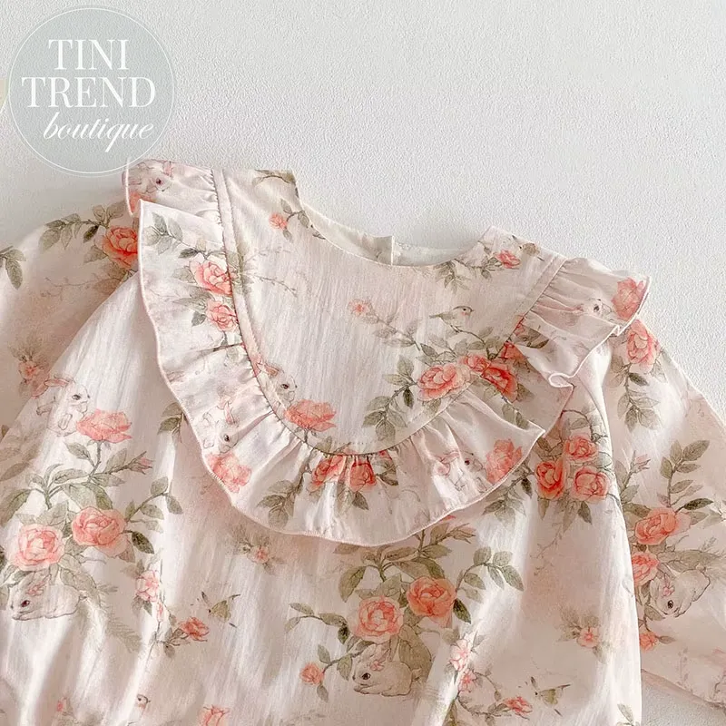 MINNIE | Floral Baby Romper with Ruffles