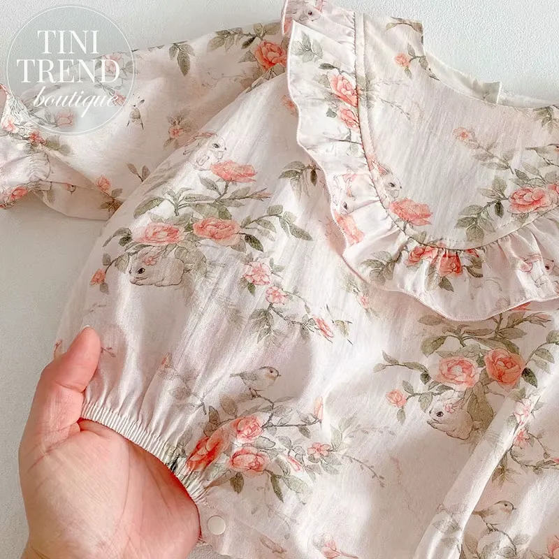 MINNIE | Floral Baby Romper with Ruffles