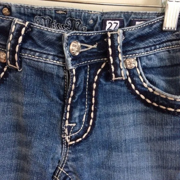 Miss Me Boot Cut Jeans Plain Flap Pocket 27 Bling