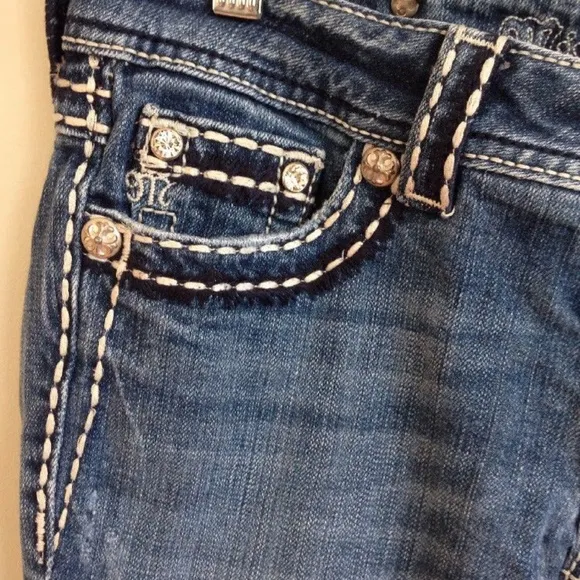 Miss Me Boot Cut Jeans Plain Flap Pocket 27 Bling
