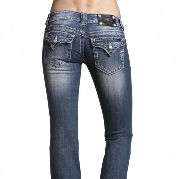 Miss Me Boot Cut Jeans Plain Flap Pocket 27 Bling
