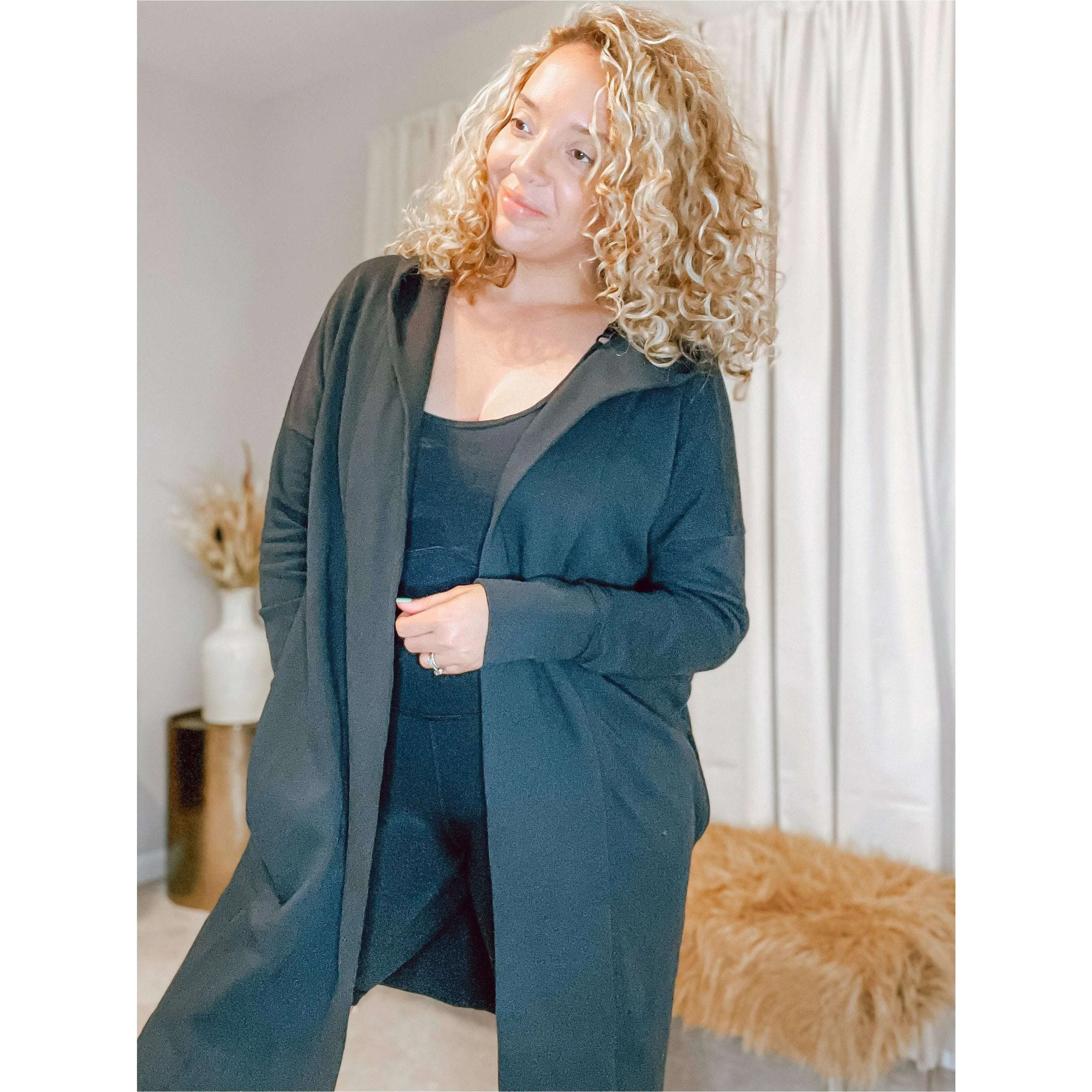 Mona Hooded Cardigan (Black)