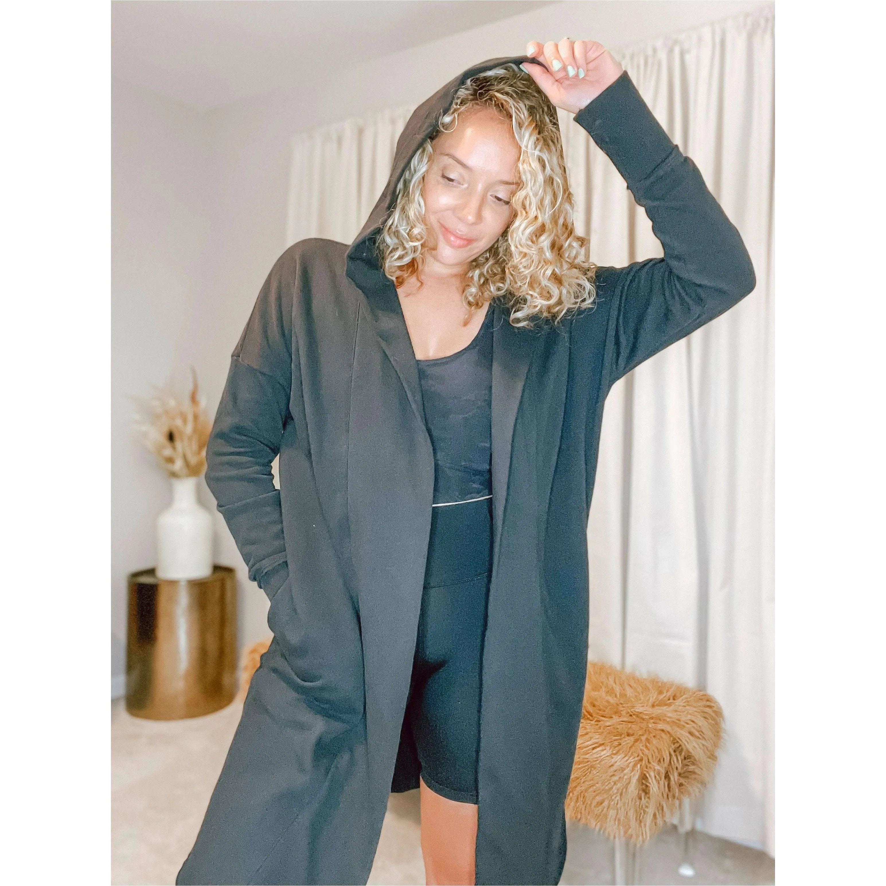 Mona Hooded Cardigan (Black)