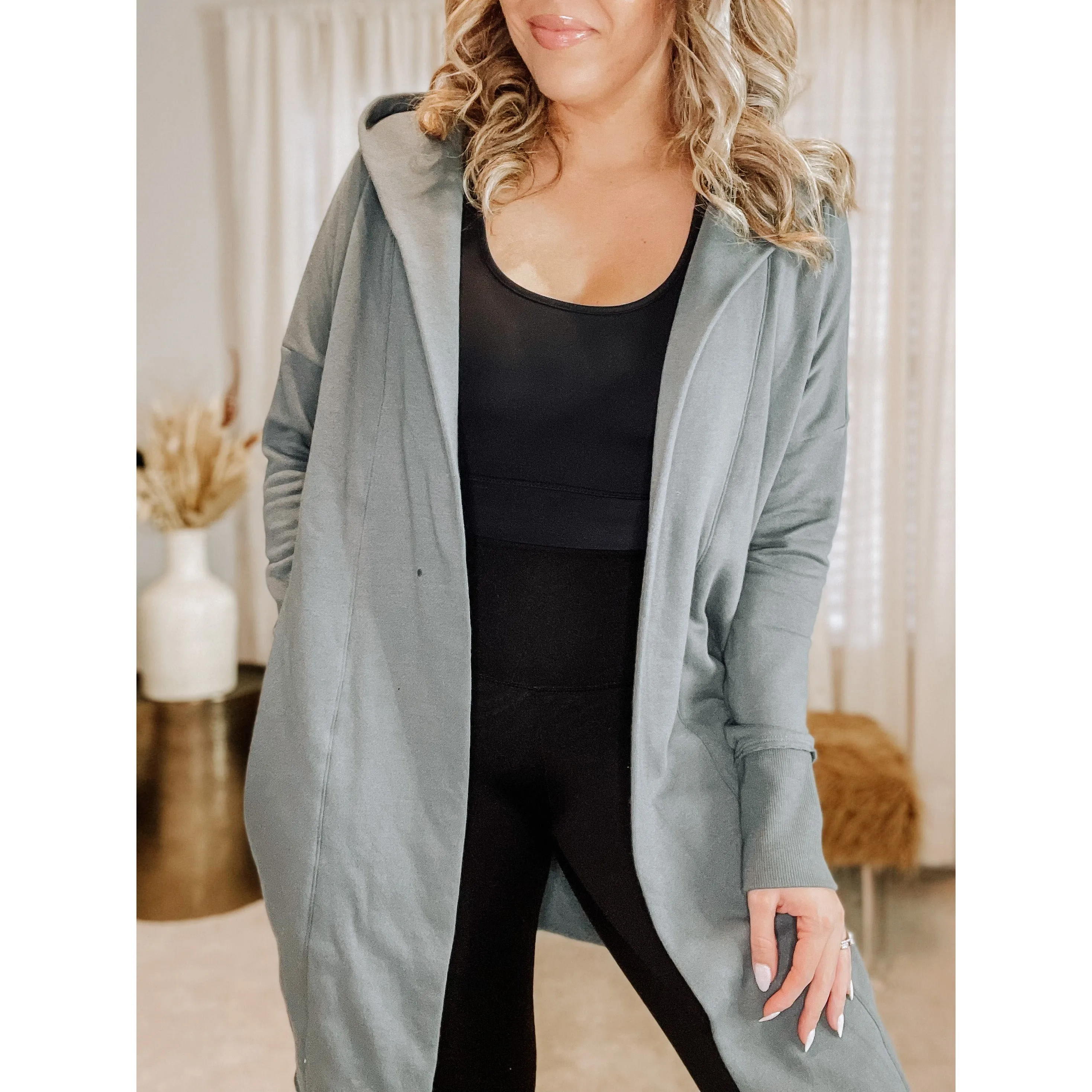 Mona Hooded Cardigan (Blue Green)