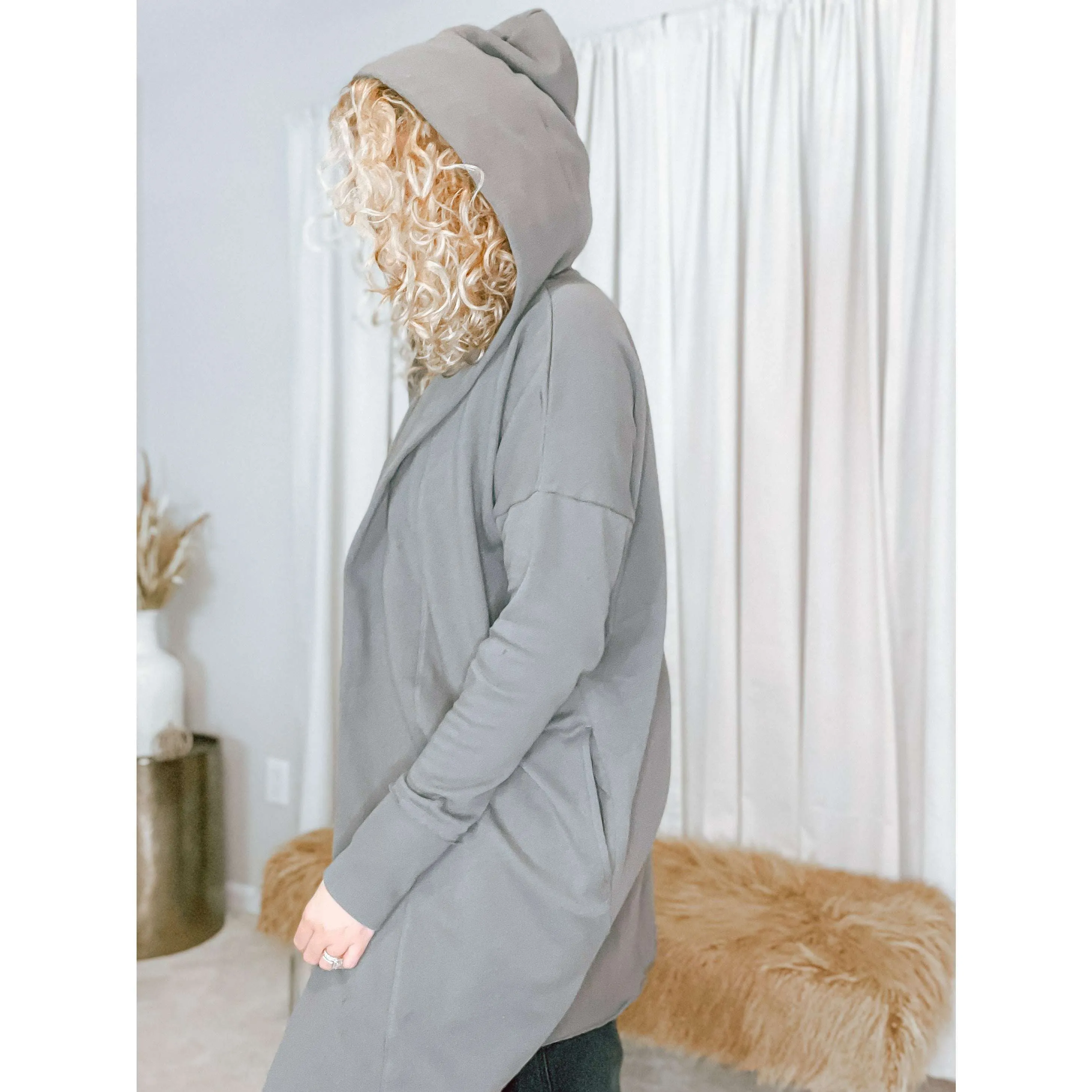 Mona Hooded Cardigan (Charcoal)