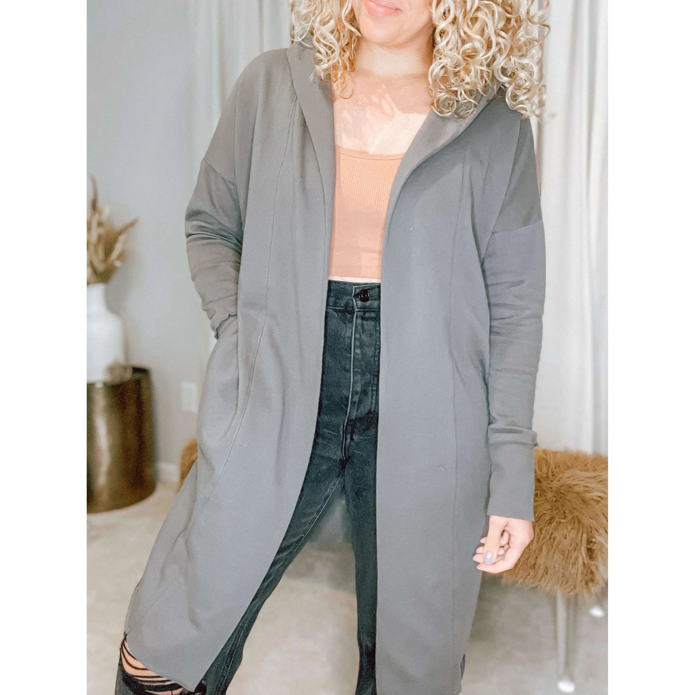 Mona Hooded Cardigan (Charcoal)