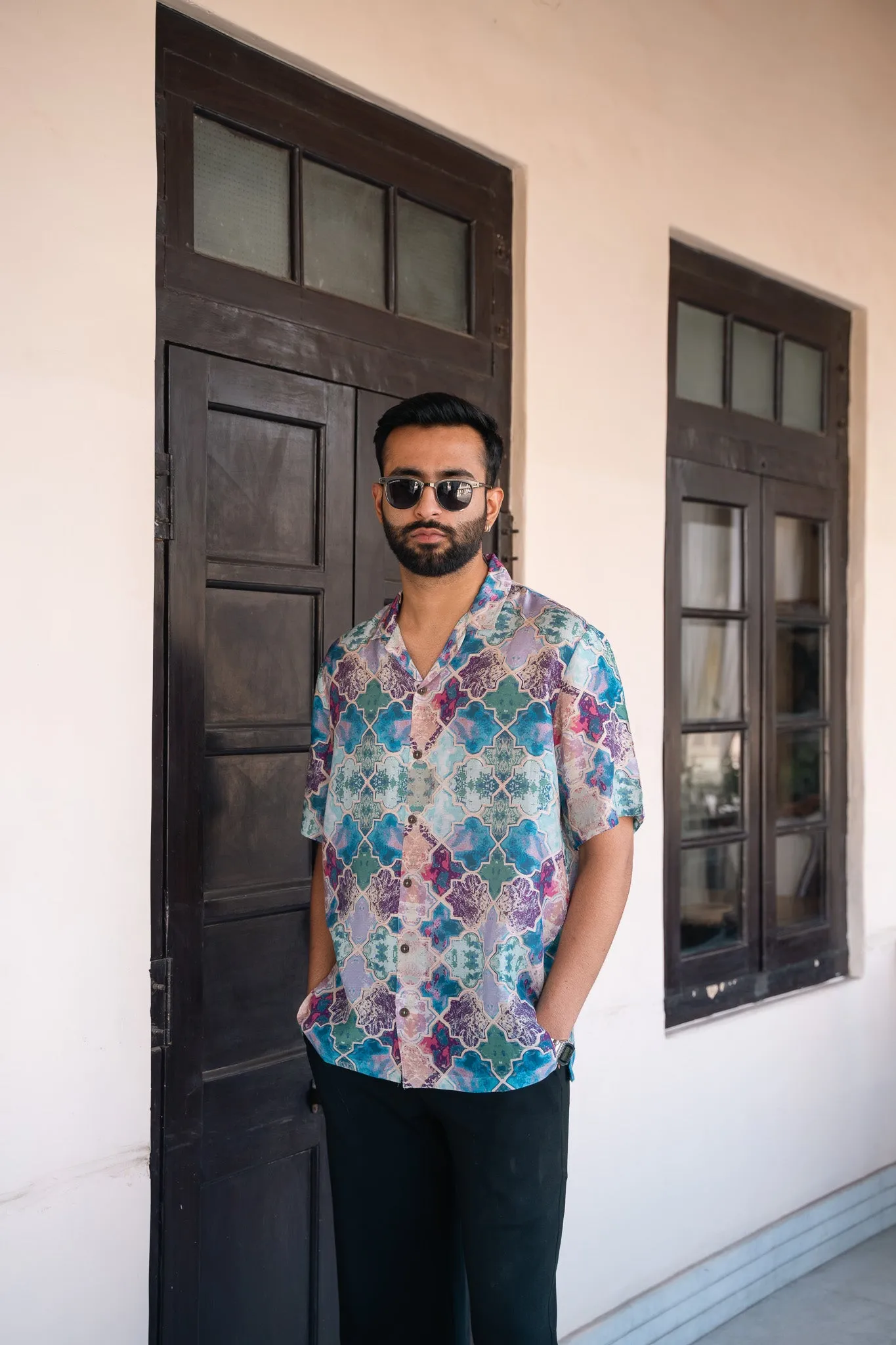 Monki Snake Blue Oversize Shirt
