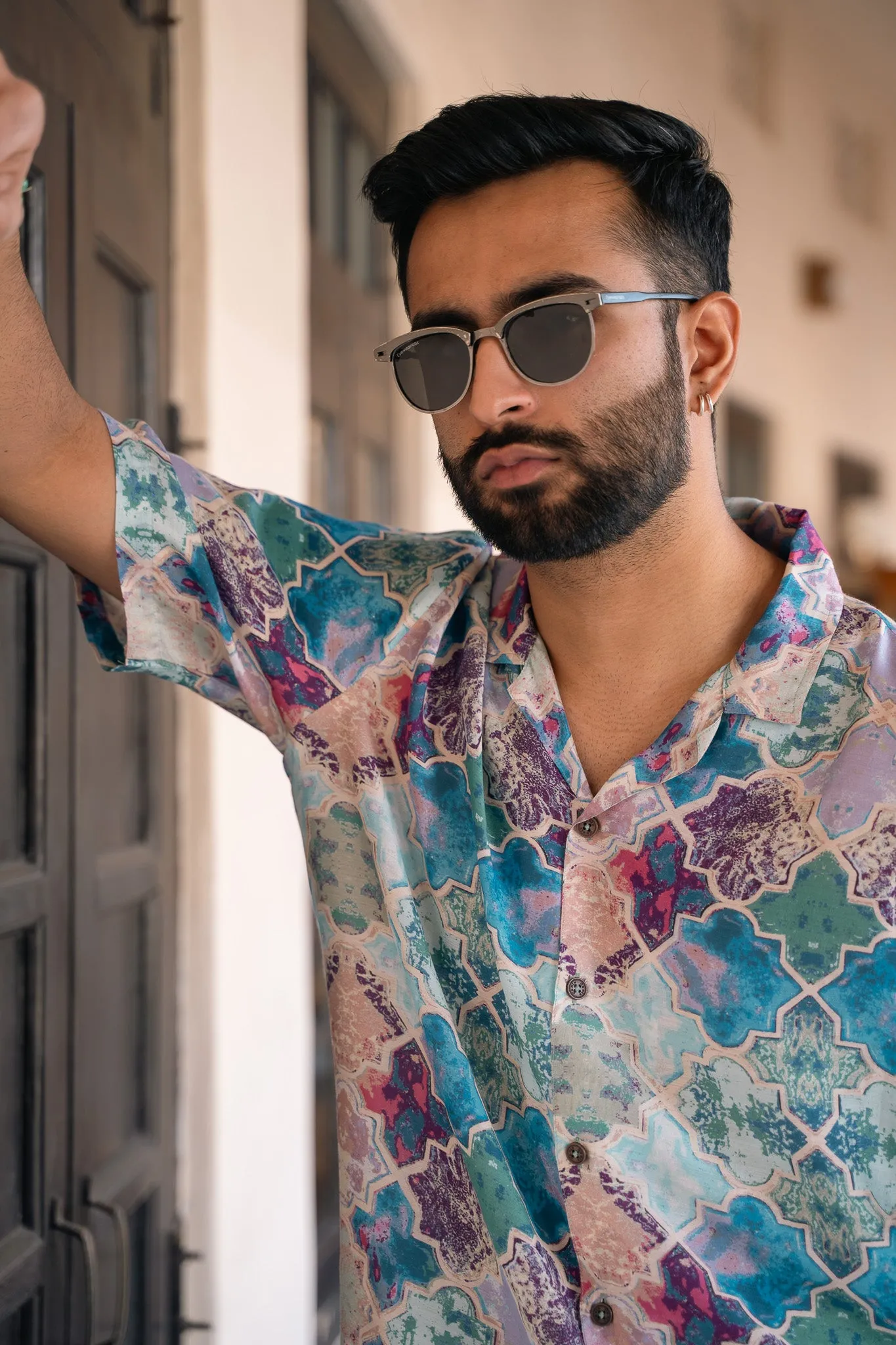 Monki Snake Blue Oversize Shirt