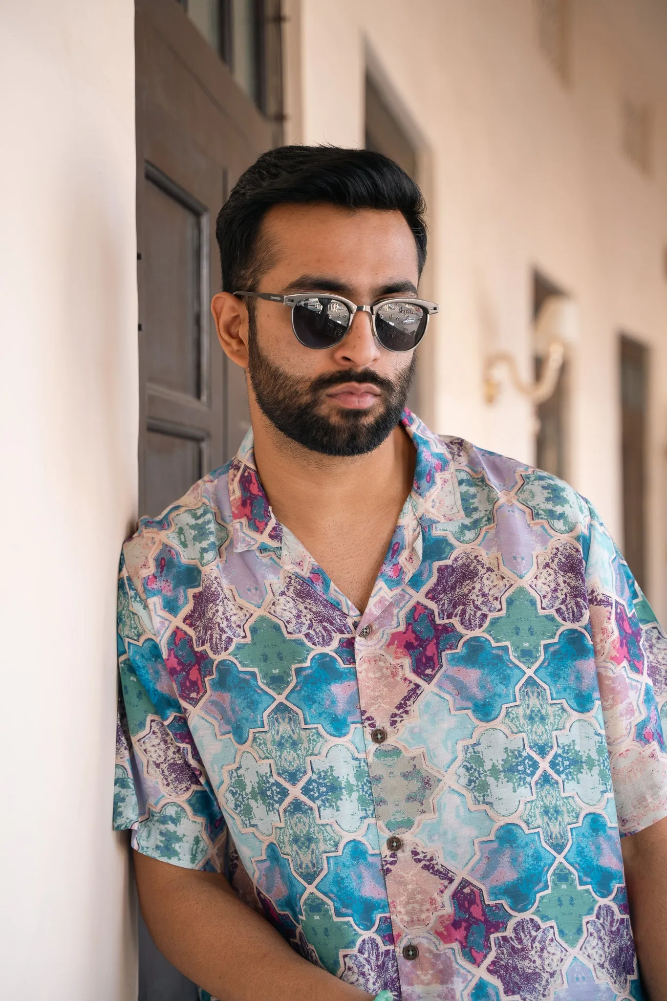 Monki Snake Blue Oversize Shirt