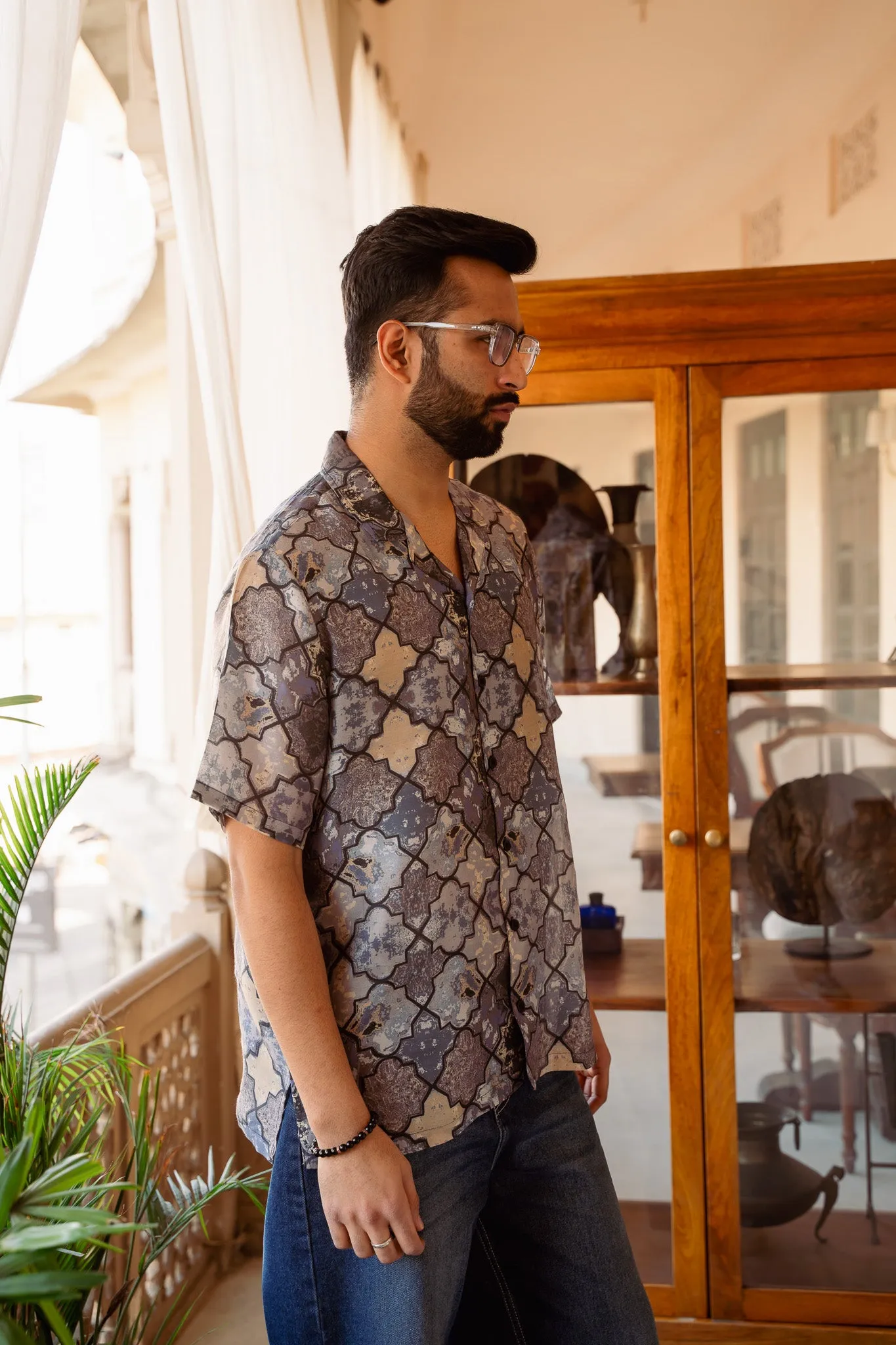 Monki Snake Brown Oversize Shirt