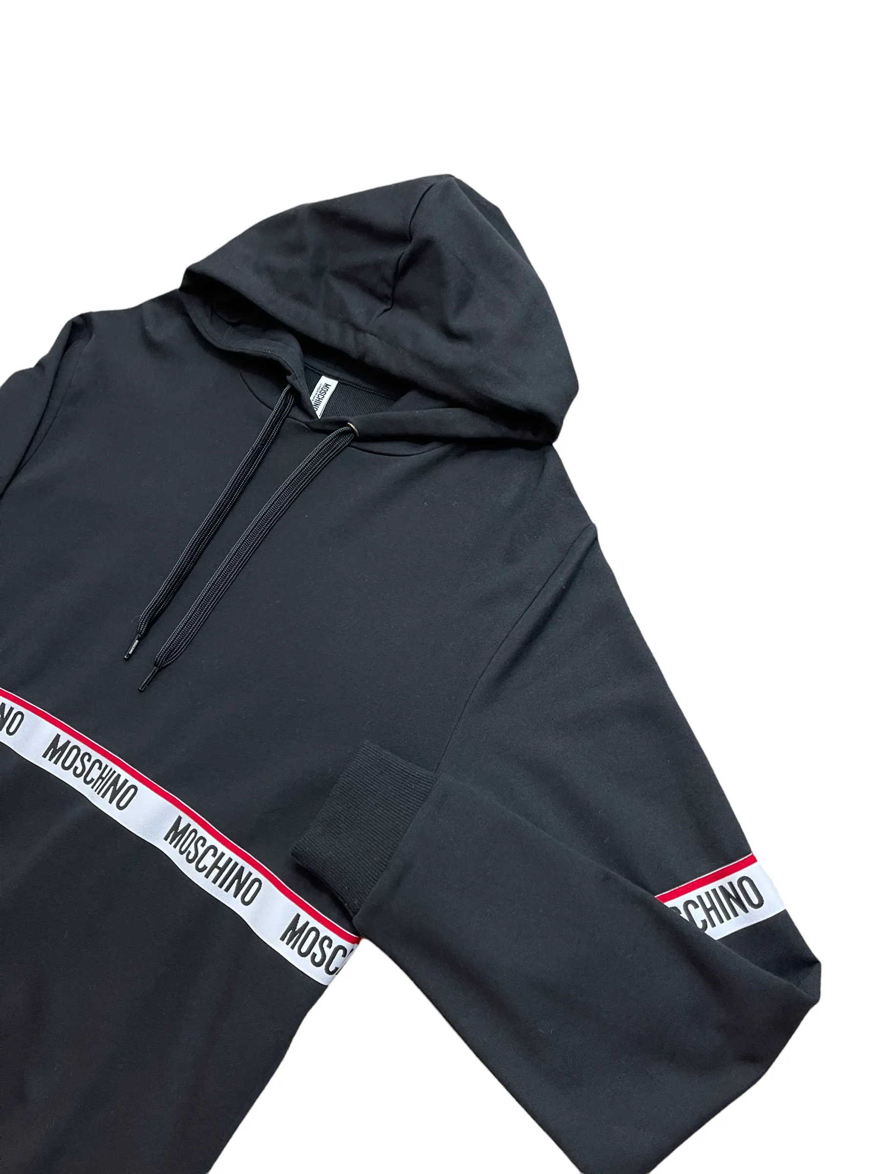 MOSCHINO TAPE PULLOVER HOODIE - BLACK