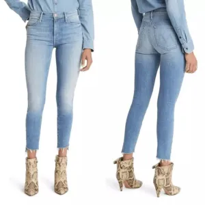 MOTHER Stunner Zip Ankle Step Fray Jeans in Camp Expert