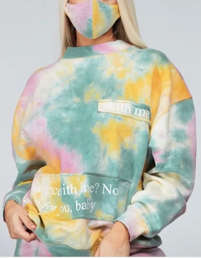 Multi-colored Tie-Dye Pullover Sweatshirt Pants Set