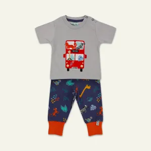 Multicoloured Animal Safari Print Top And Legging Set