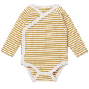 Mustard Stripe Ribbed Kimono Bodysuit