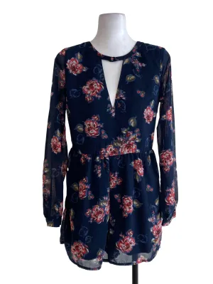 Navy Blue Floral Rompers