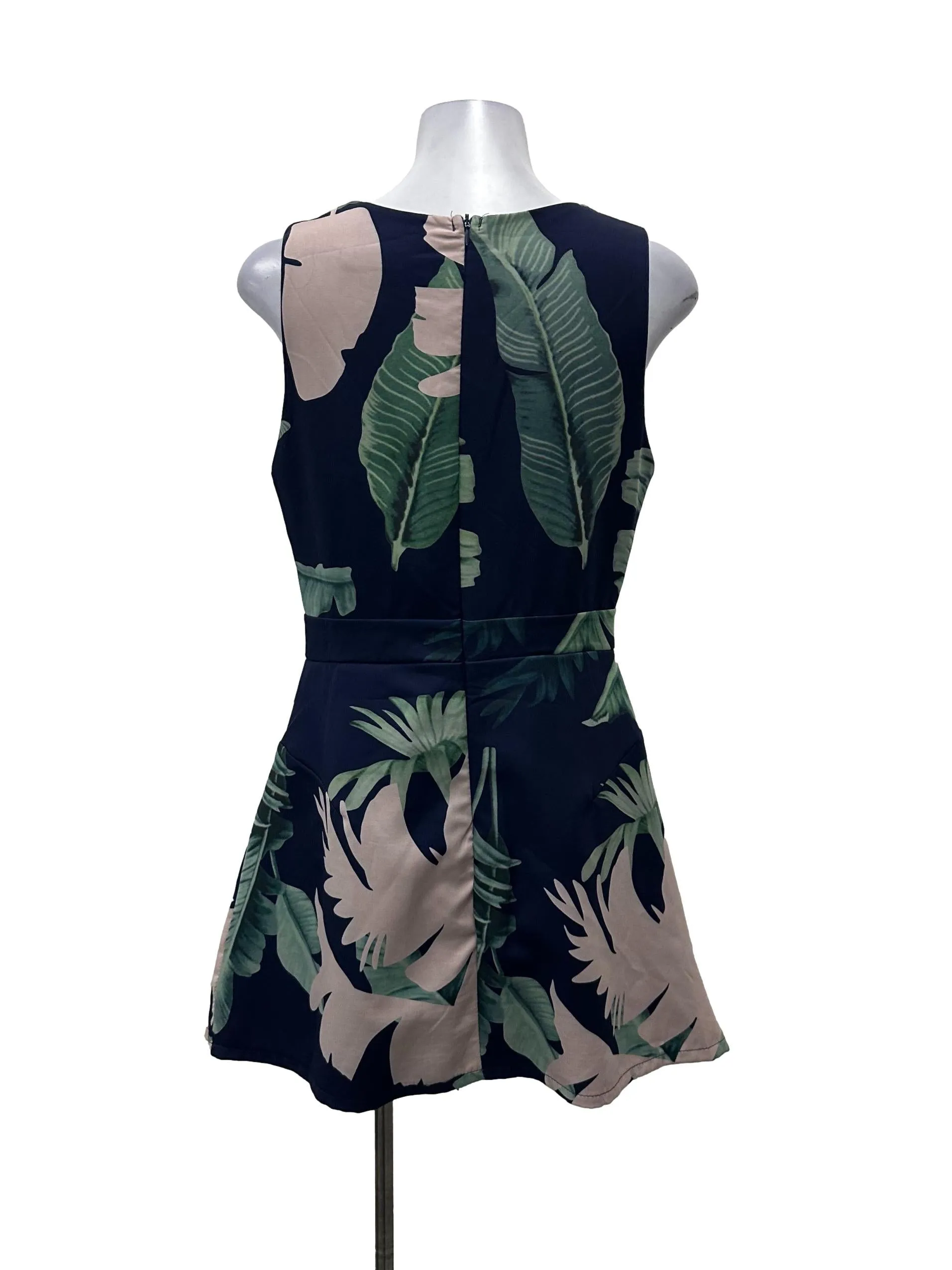 Navy Floral Pleated Romper