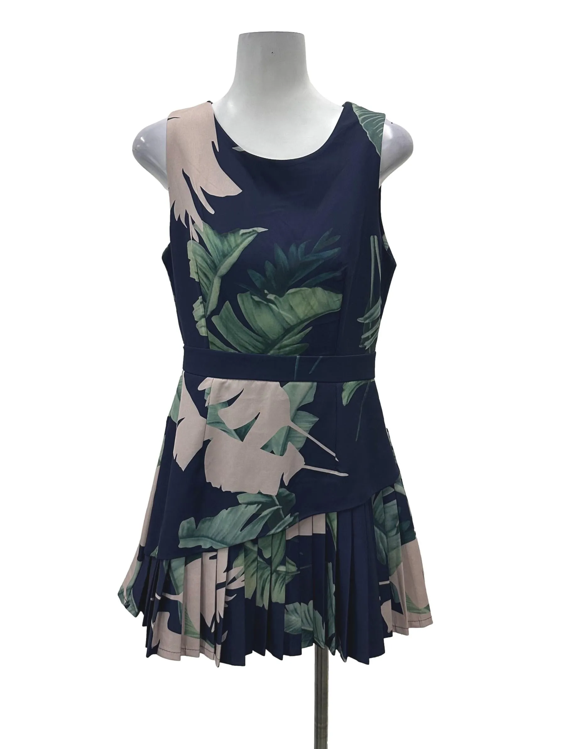 Navy Floral Pleated Romper