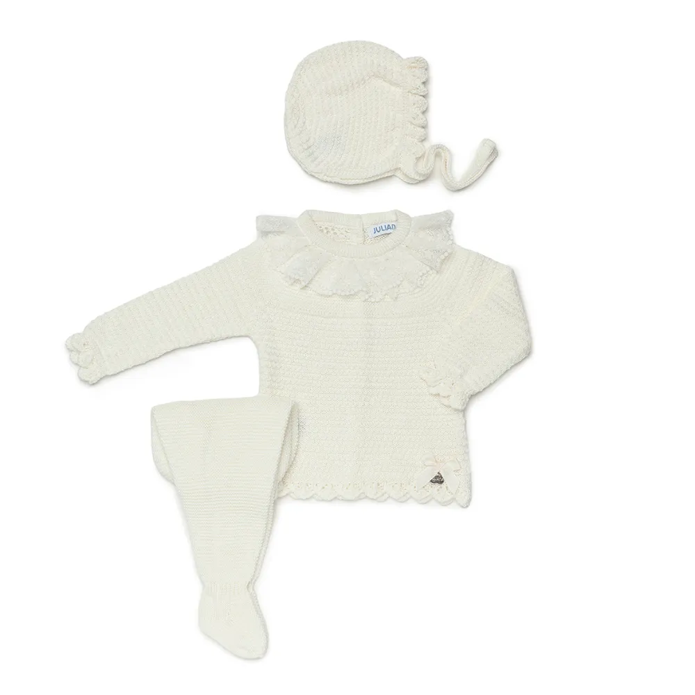 New In Juliana Girls Cream Knitted 2 Piece Set