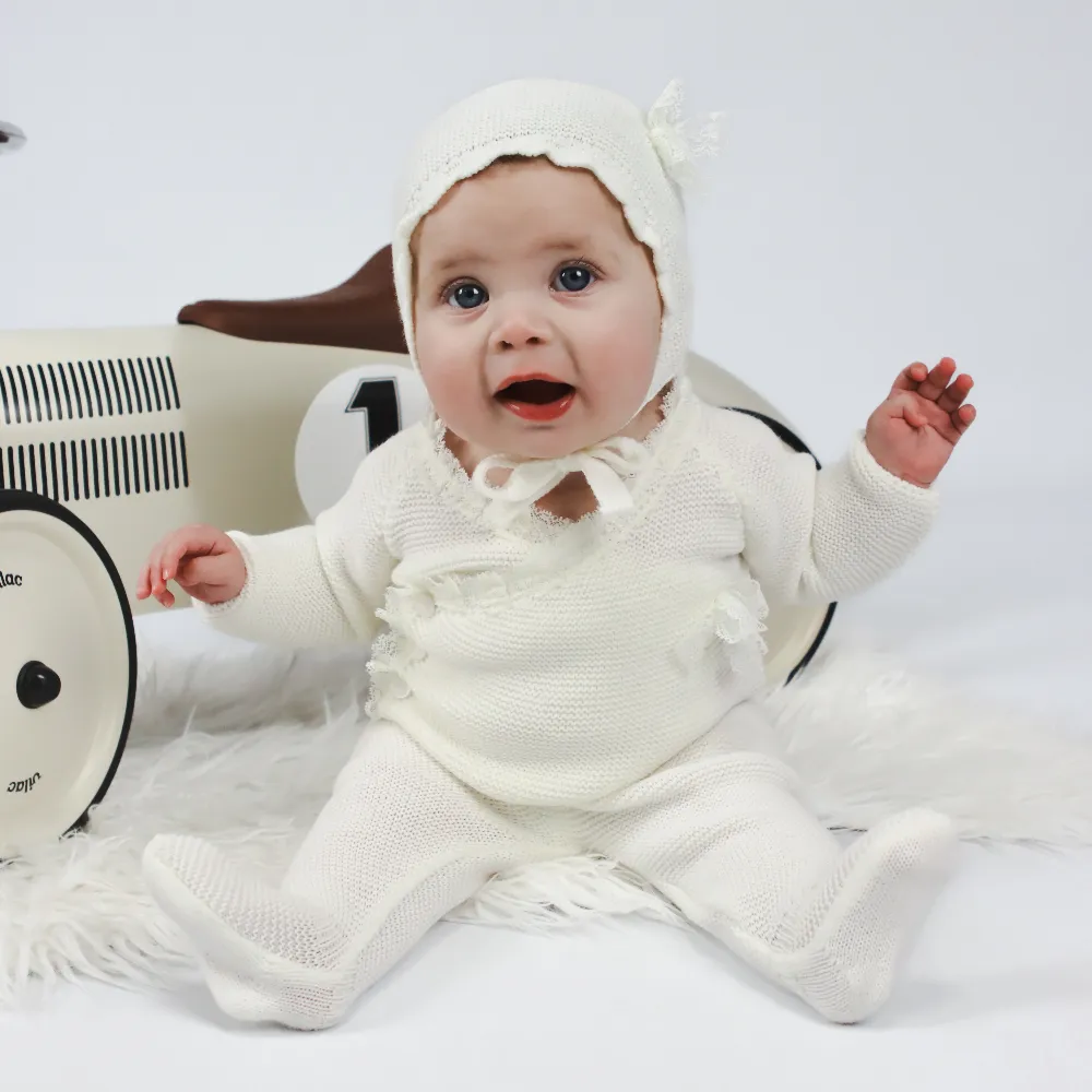 New In Juliana Girls Cream Knitted 2 Piece Wrap Over Set