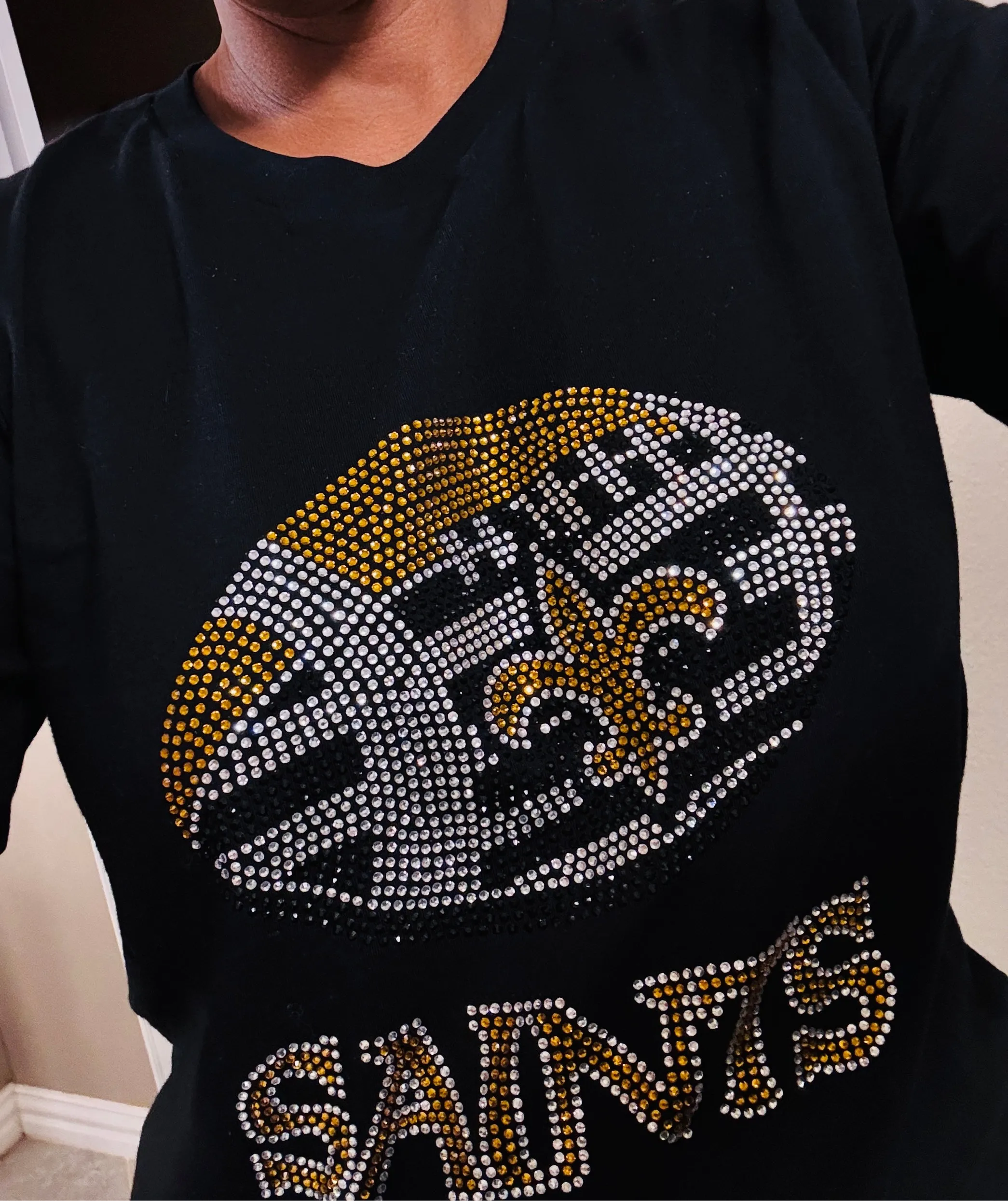 New Orleans Saints Inspired Soft Cotton Rhinestone T-shirt