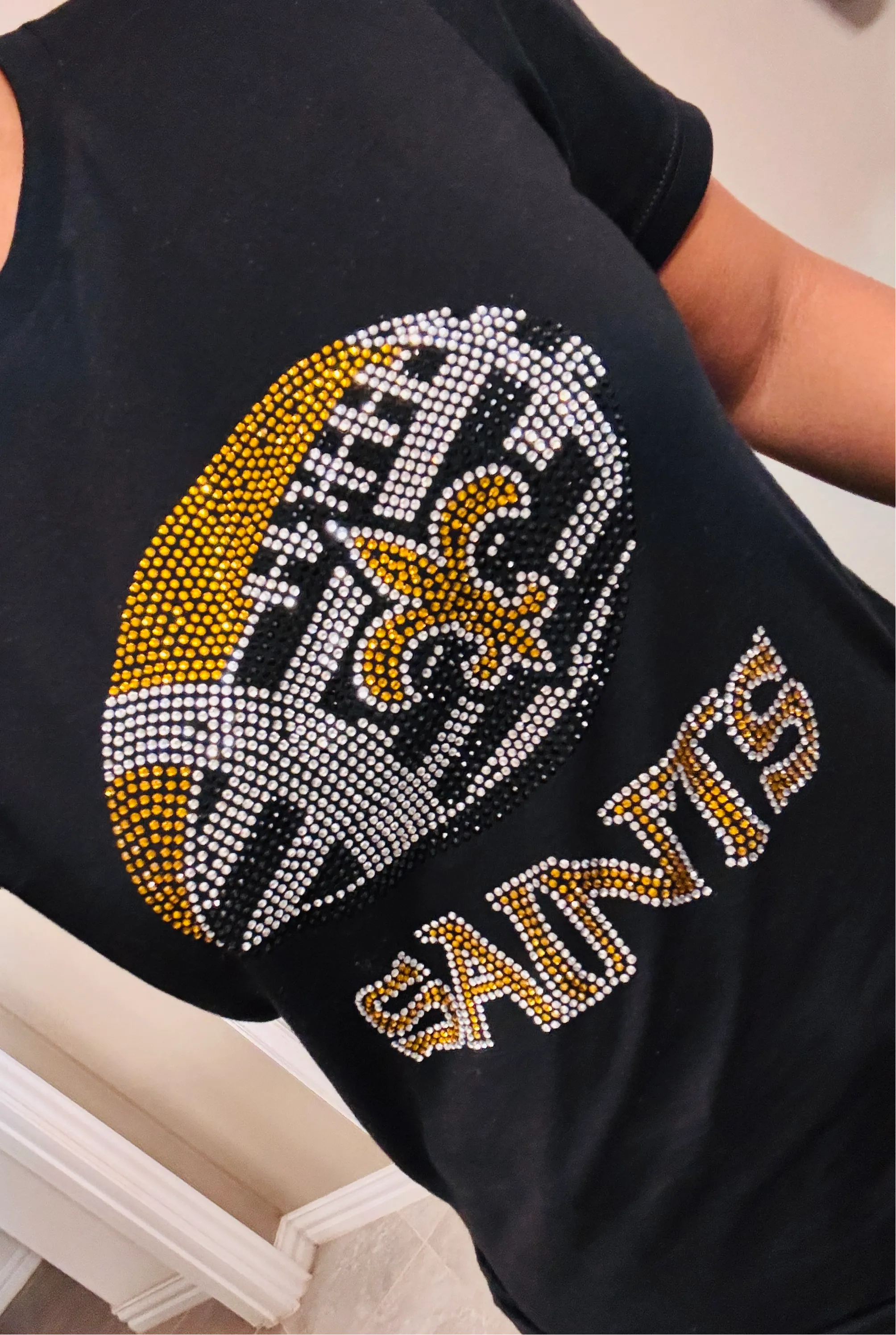 New Orleans Saints Inspired Soft Cotton Rhinestone T-shirt
