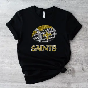 New Orleans Saints Inspired Soft Cotton Rhinestone T-shirt