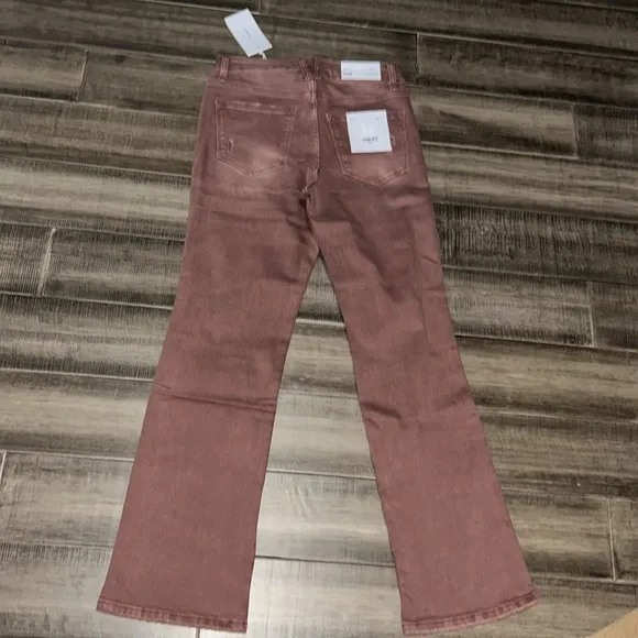 New Vervet High Rise Dark Mauve DistressedBootcut Jeans