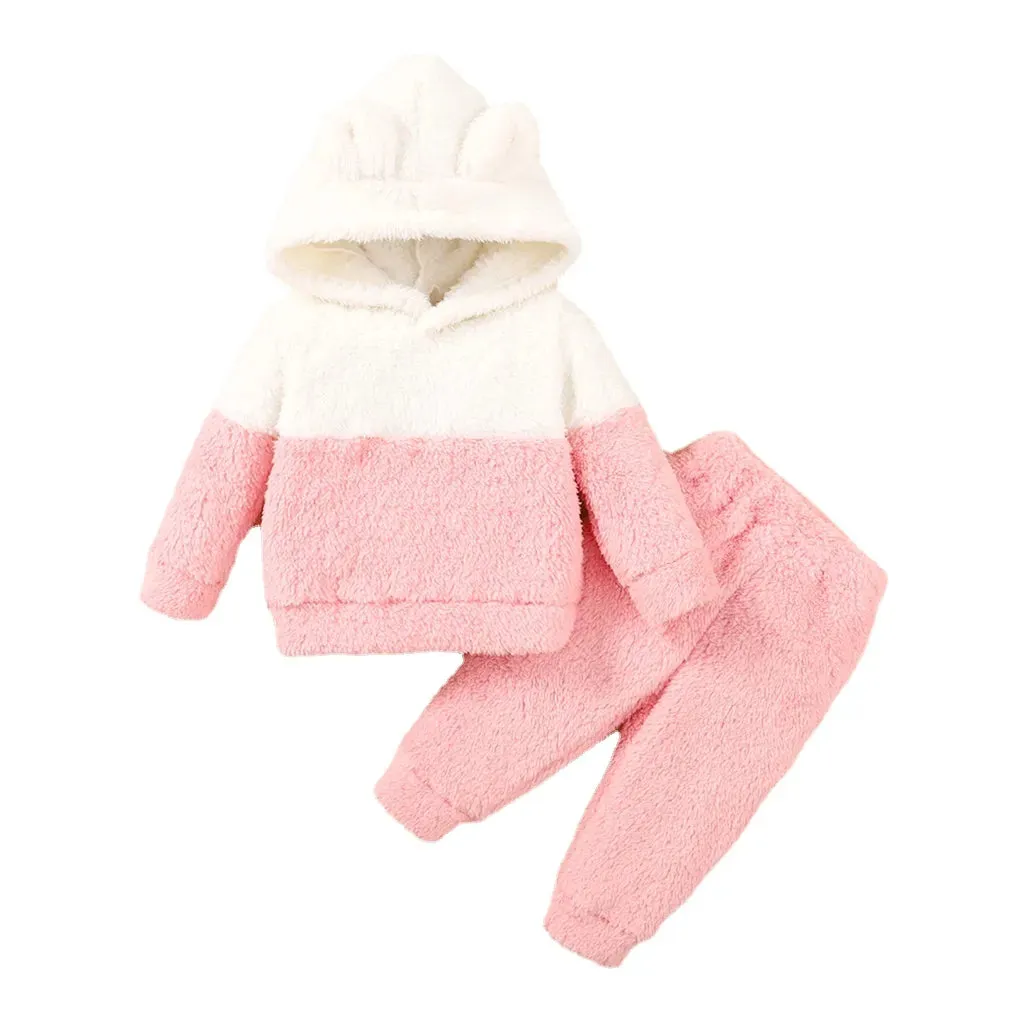 Newborn Baby Girl Fluff Hoodie Set   Pant