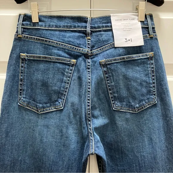 NWT 3x1 Denim NYC Empire Crop Flare High Rise Jeans Mia Wash Blue size 28