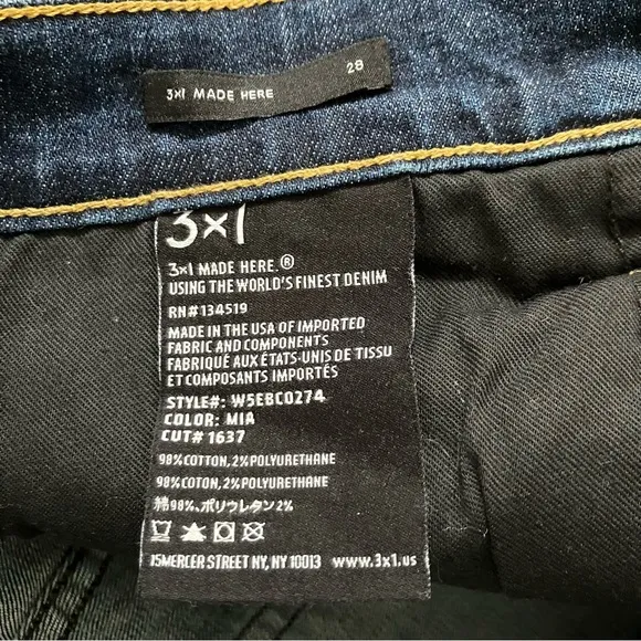 NWT 3x1 Denim NYC Empire Crop Flare High Rise Jeans Mia Wash Blue size 28