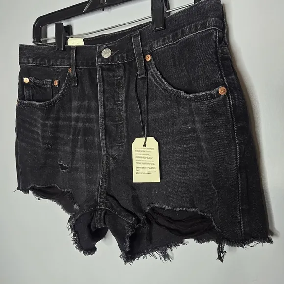 NWT Levi’s 501 Premium High Rise Jeans Shorts Cut Offs Black button fly size 29