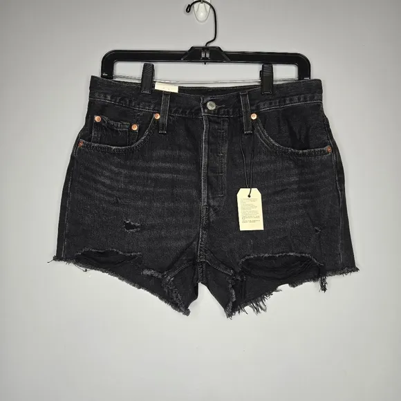 NWT Levi’s 501 Premium High Rise Jeans Shorts Cut Offs Black button fly size 29